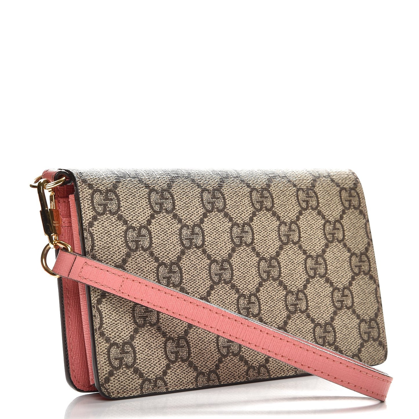 GG Supreme Monogram Embroidered Face iPhone 6 Case Wristlet Pink