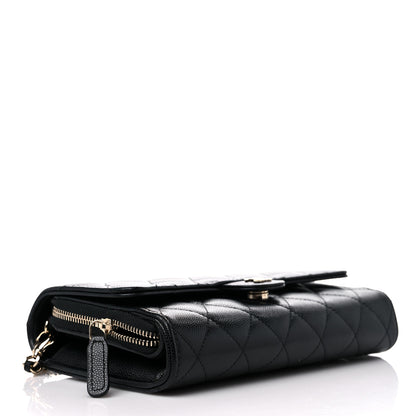 Chanel Caviar Quilted Phone Holder Wallet on Removable Chain Black 5 of 14