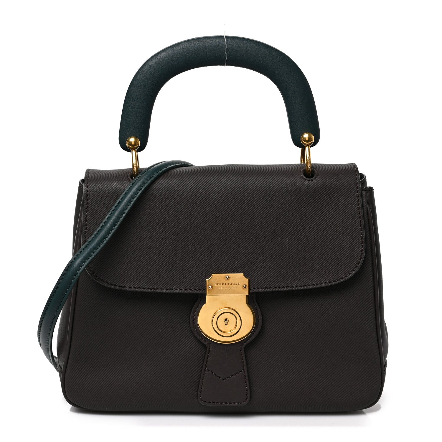 Burberry Trench Calfskin Medium DK88 Top Handle Bag Dark Chocolate 1 of 8
