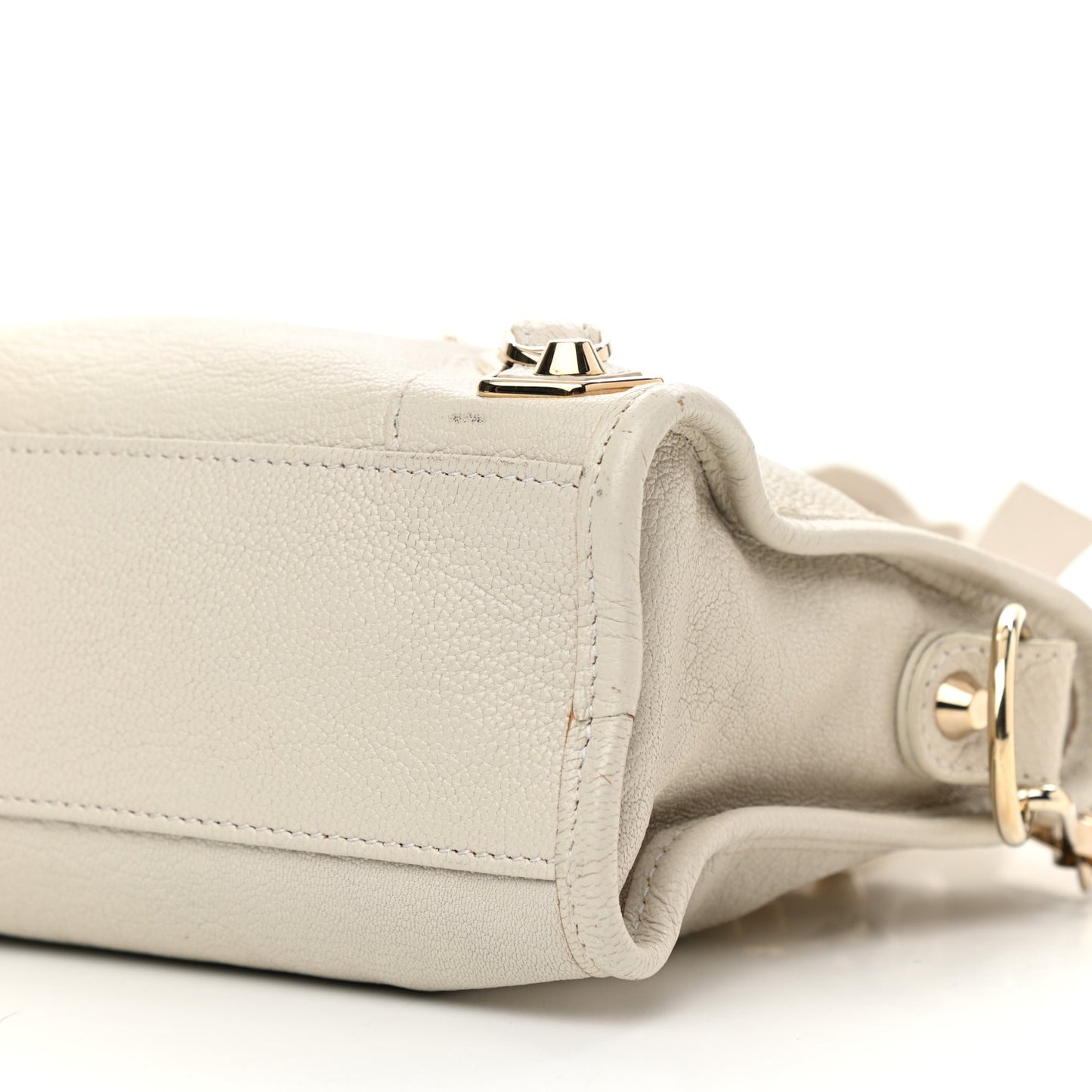 Chevre Gold Metallic Edge Hardware Mini City Ivory