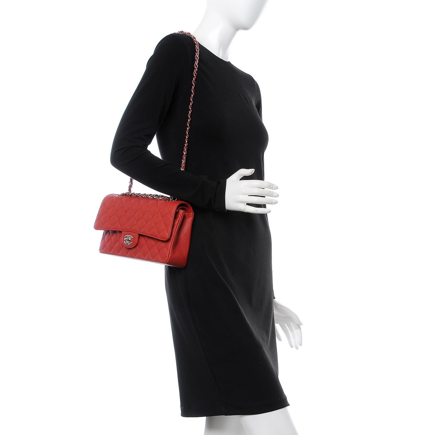 Chanel Caviar Quilted Medium Double Flap Red 3 of 9