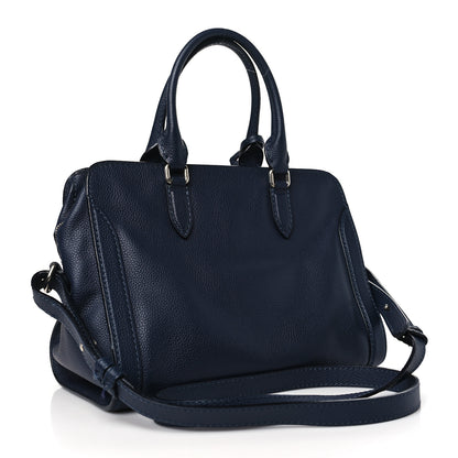 Alexander McQueen Pebbled Calfskin Small Skull Padlock Zip Around Tote Navy 3 of 11