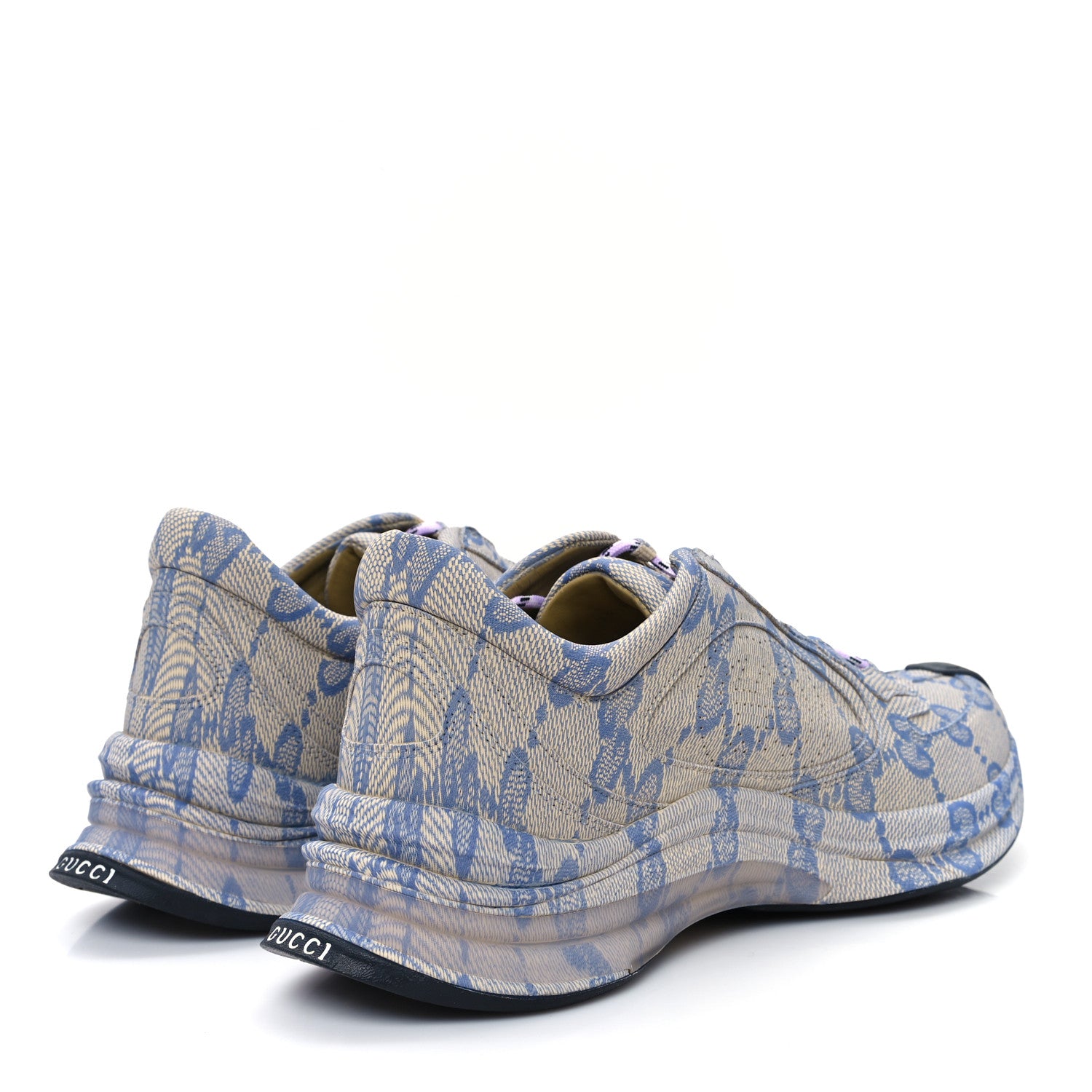 Gucci Ultralight Plume Calfskin Monogram Printed Mens Gucci Run Sneakers 9 Beige Blue 5 of 11