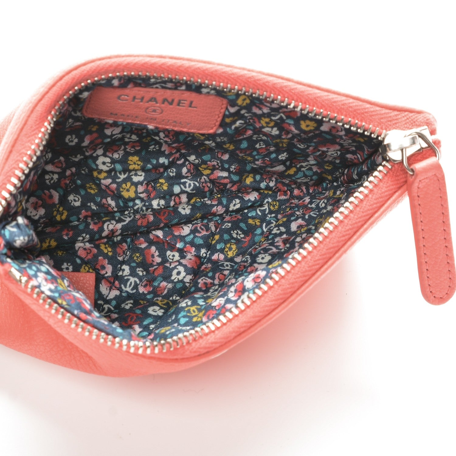 Chanel Goatskin Small CC Clover Cosmetic Case Corail 5 of 7