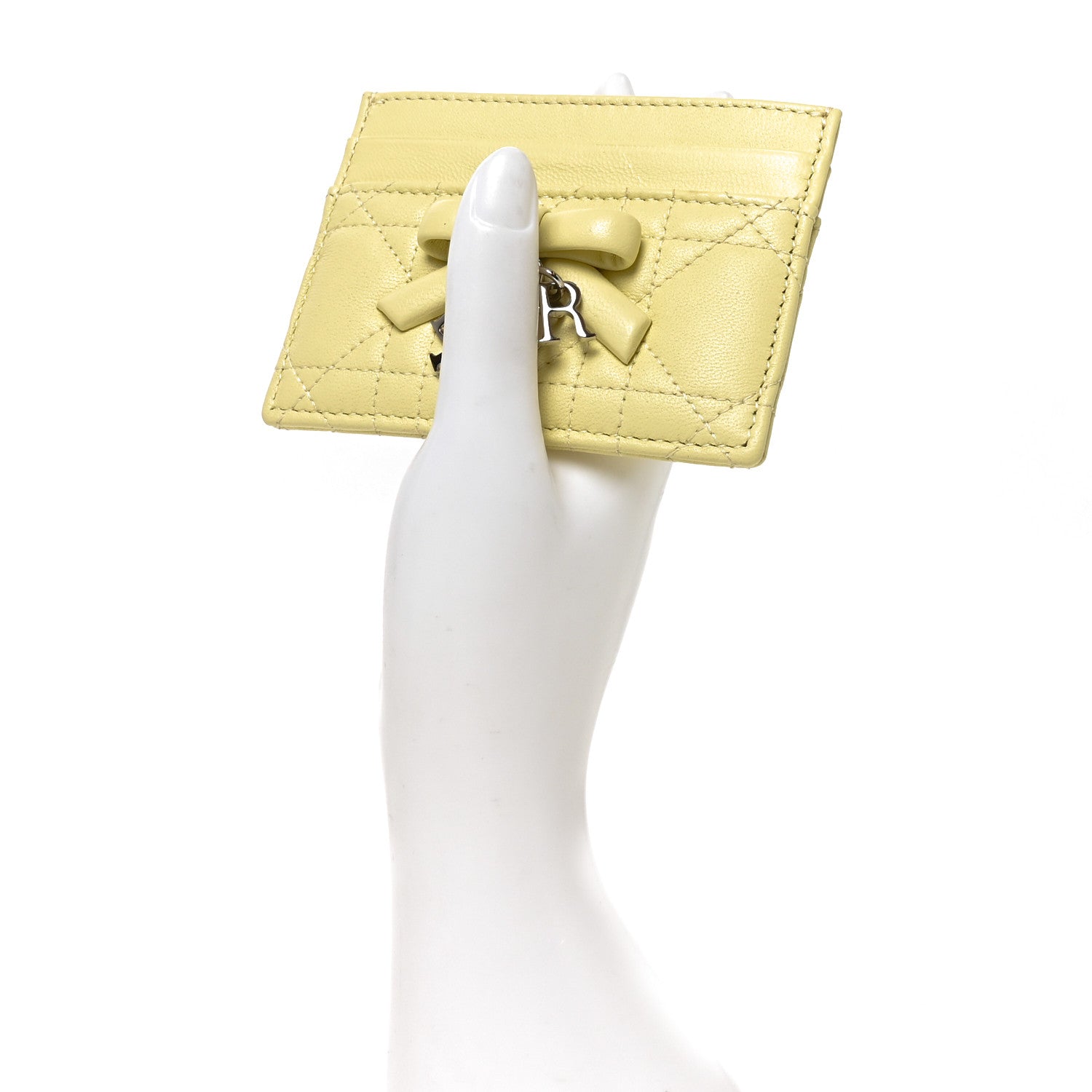 Christian Dior Lambskin Cannage Lady Dior Fressia Card Holder Mimosa 2 of 8