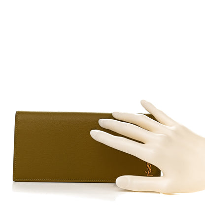 Saint Laurent Grained Calfskin Foldover Monogram Wallet Olive 2 of 10