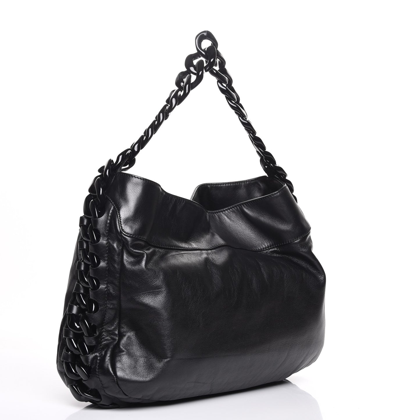 Calfskin Modern Chain Rhodoid Hobo Black