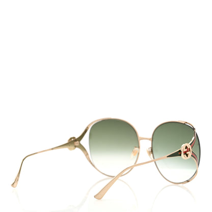 Gucci Metal Oversized Round Frame GG0225S Sunglasses Gold 3 of 8
