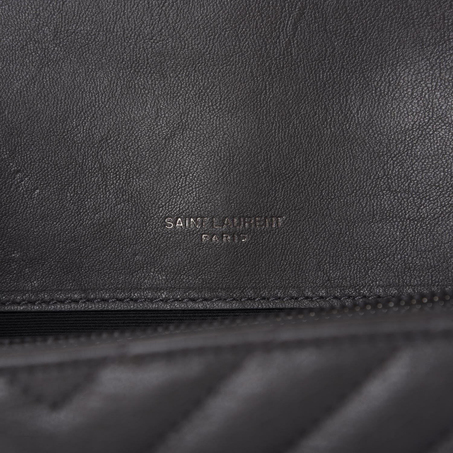 Saint Laurent Sheepskin Matelasse Chevron Monogram Medium College Bag Asphalt 8 of 8