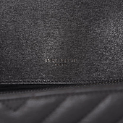 Saint Laurent Sheepskin Matelasse Chevron Monogram Medium College Bag Asphalt 8 of 8