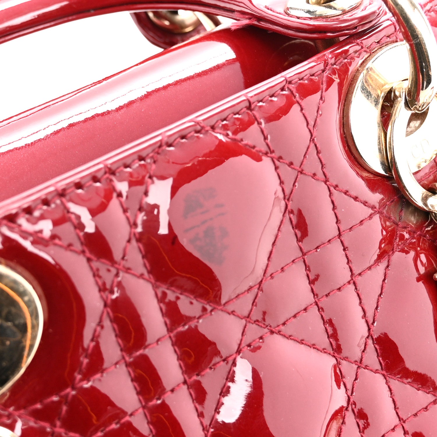Christian Dior Patent Cannage Mini Lady Dior Red 11 of 13