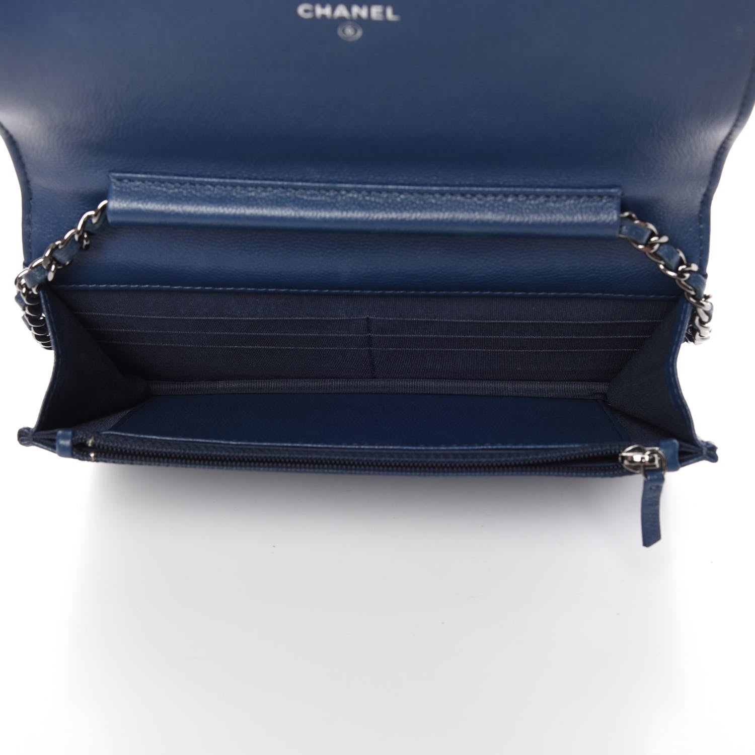 Chanel Caviar Quilted Boy Wallet On Chain WOC Blue 7 of 12