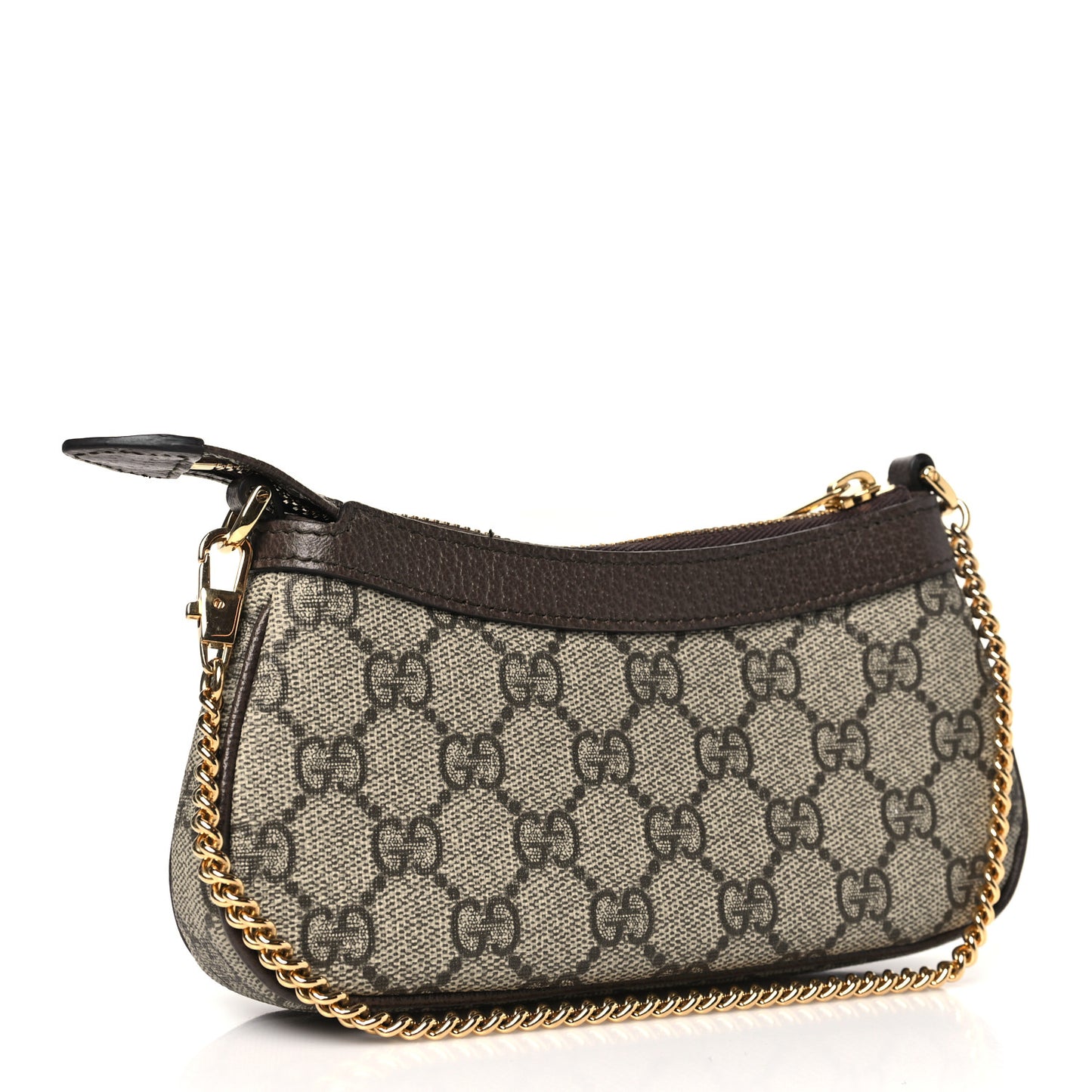 GG Supreme Monogram Textured Dollar Calfskin Mini Ophidia Chain Bag Beige Ebony