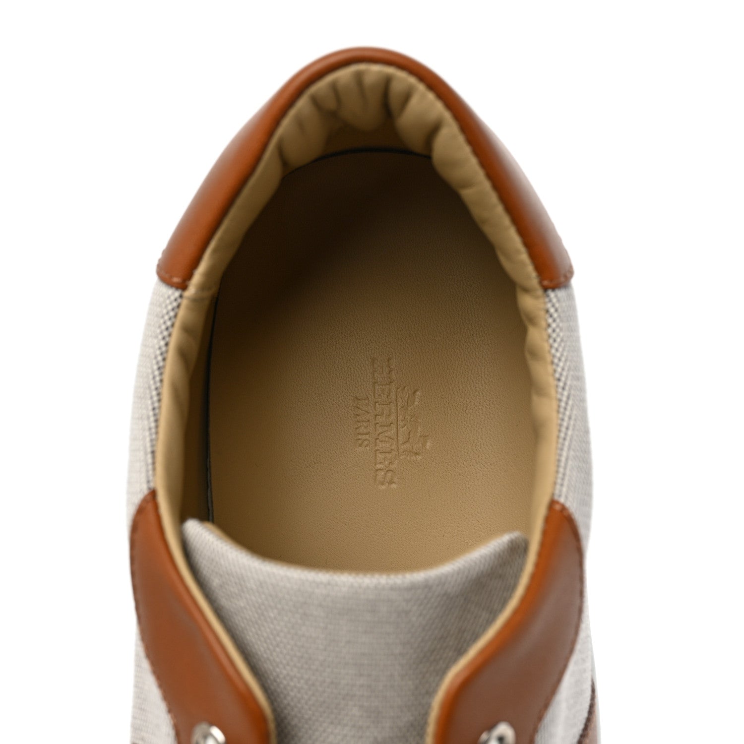 Hermes Calfskin Canvas Day Sneakers 44 Gold White 7 of 8