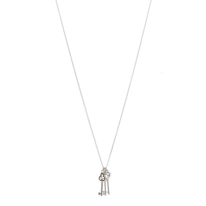 Tiffany Sterling Silver 18K Yellow Rose Gold Triple Key Pendant Necklace 1 of 6