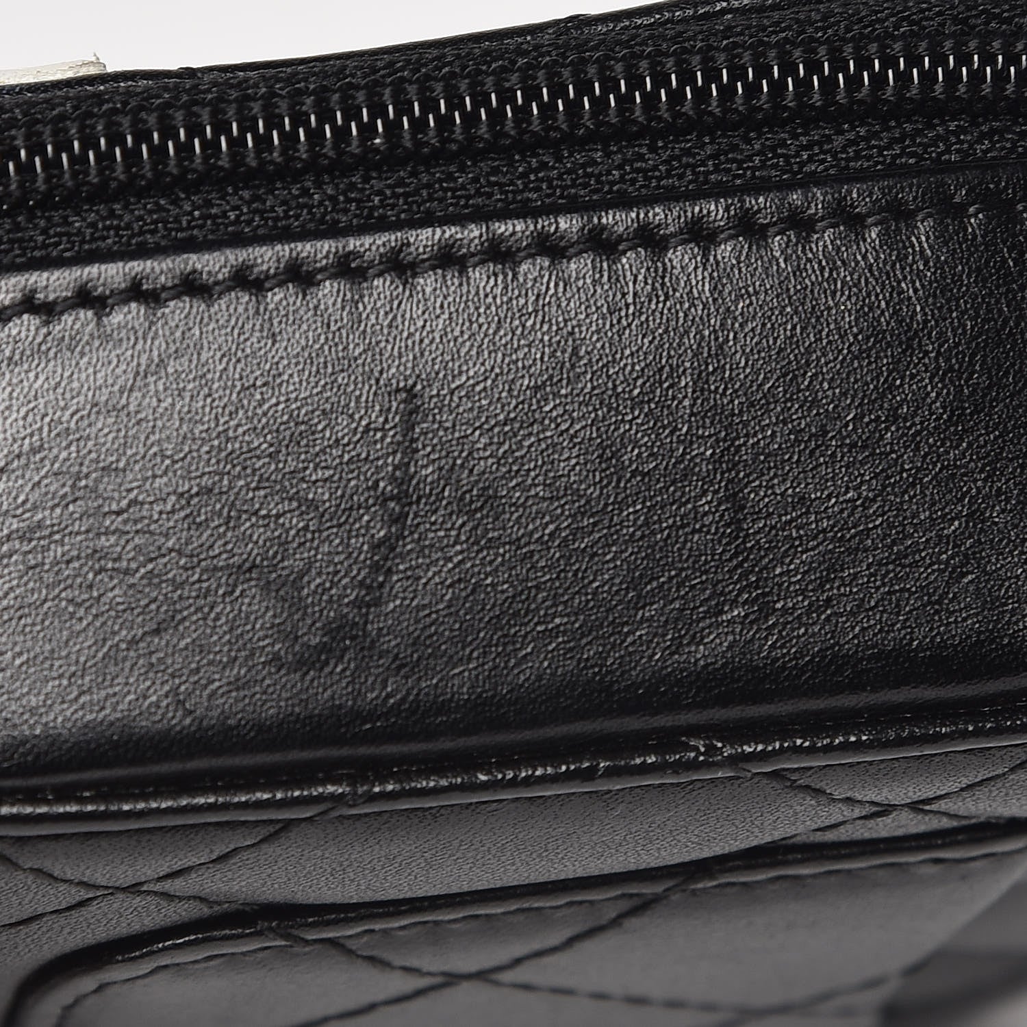Chanel Calfskin Quilted Cambon Zip Around Makeup Pouch Black White 9 of 13