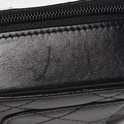 Chanel Calfskin Quilted Cambon Zip Around Makeup Pouch Black White 9 of 13