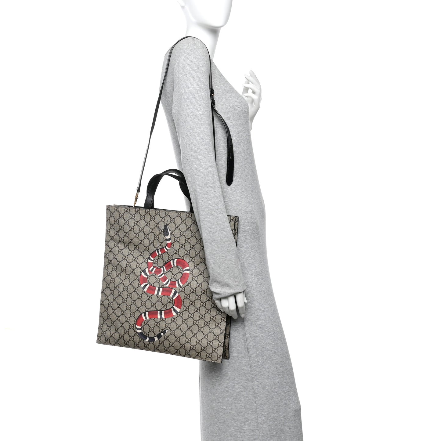 Soft GG Supreme Monogram Kingsnake Vertical Tote  Black