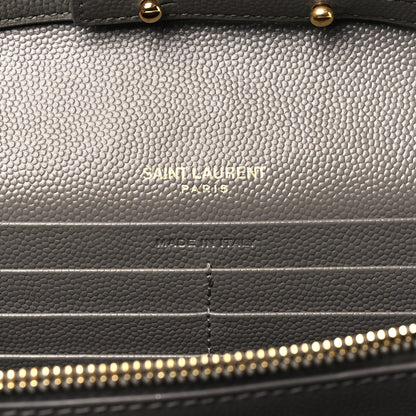 Saint Laurent Grain De Poudre Matelasse Chevron Monogram Chain Wallet Fog 6 of 12