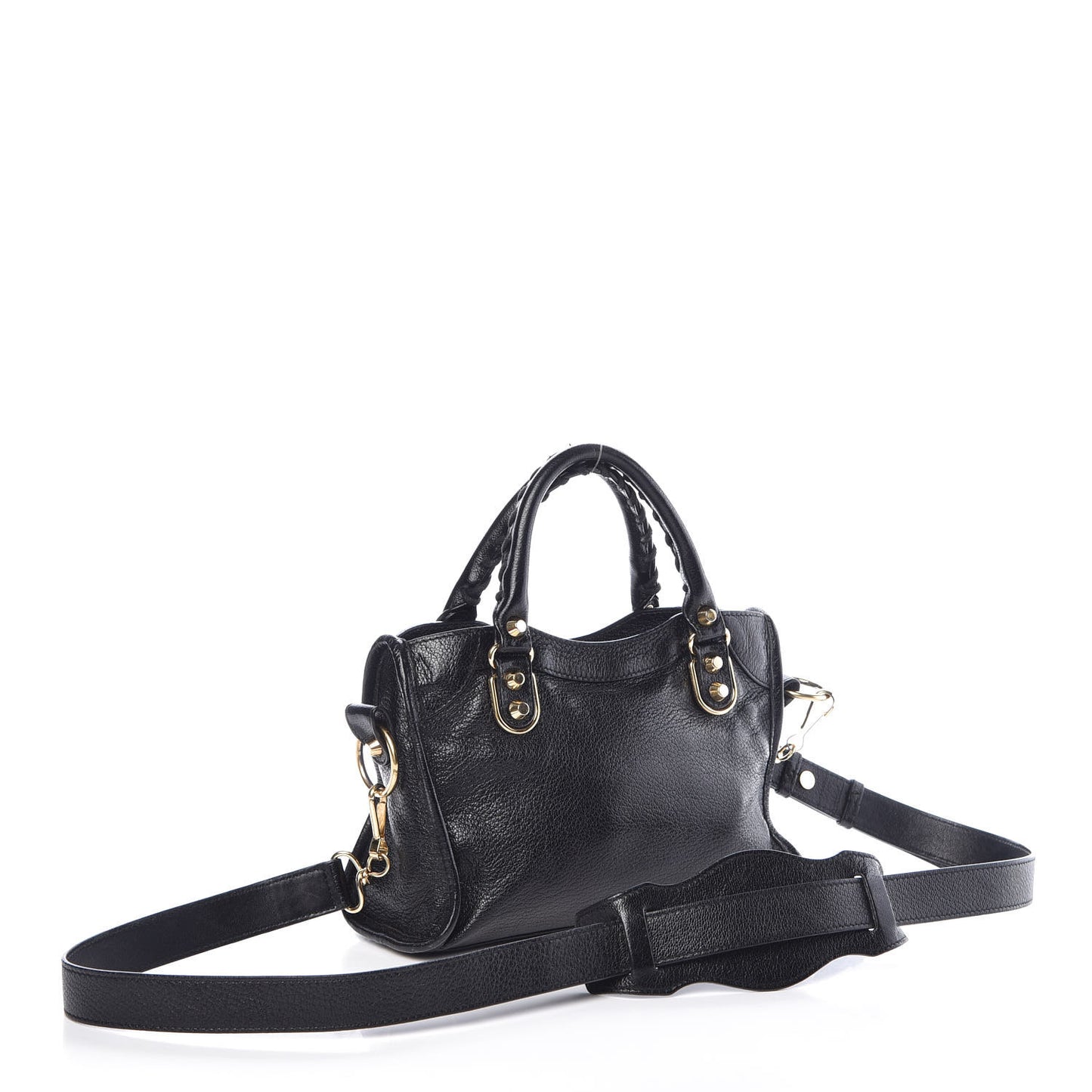 Chevre Gold Metallic Edge Hardware Mini City Black