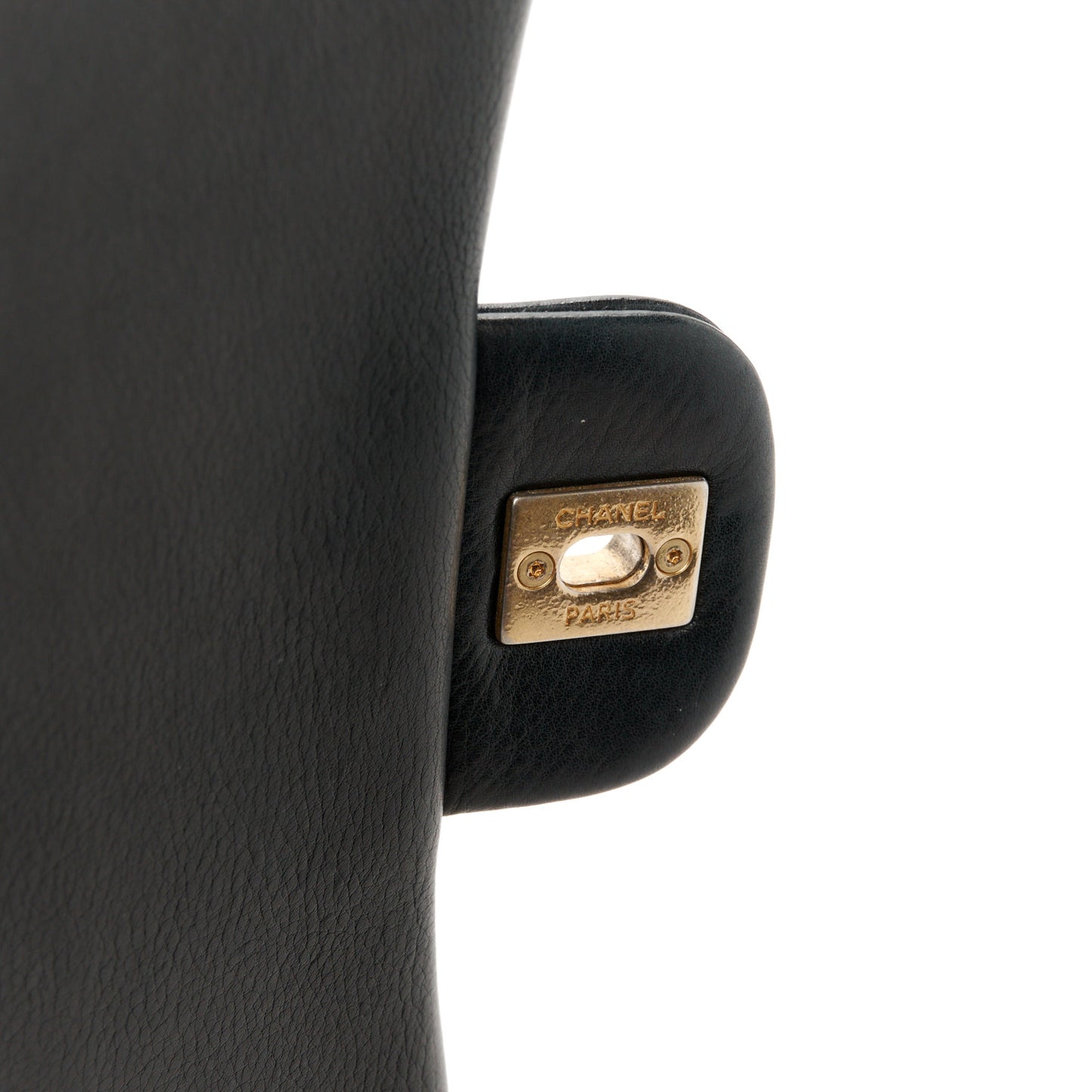 Calfskin Chevron Quilted Rock The Corner Flap Black