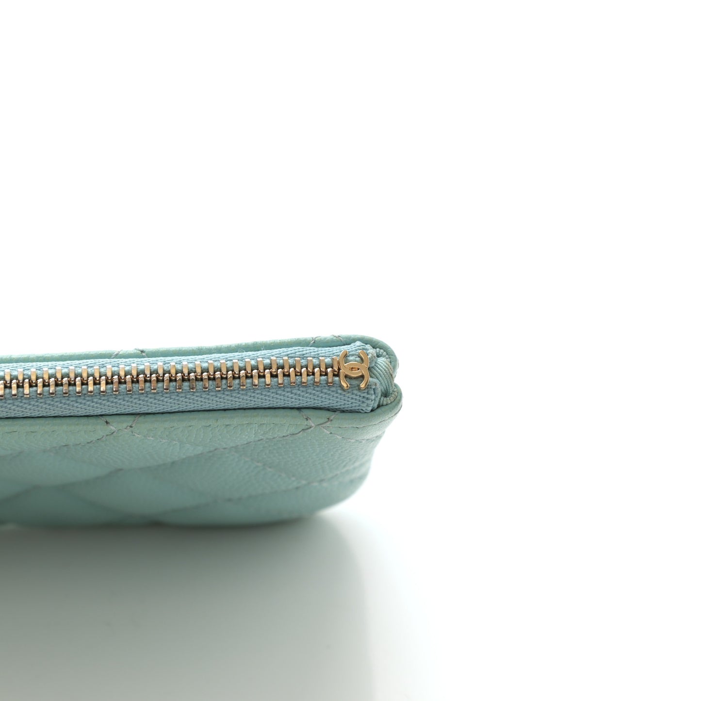 Caviar Quilted Small Cosmetic Case Light Blue