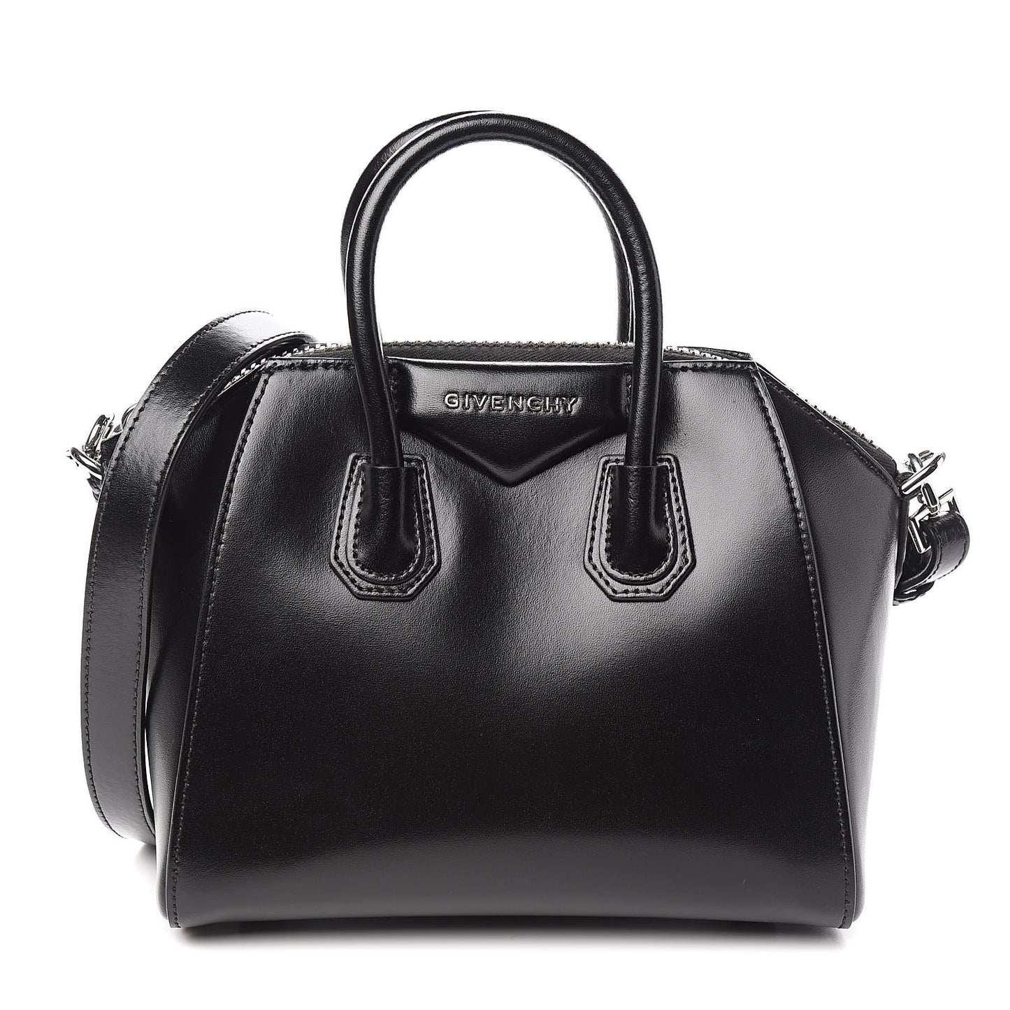 Shiny Lord Calfskin Mini Antigona Black