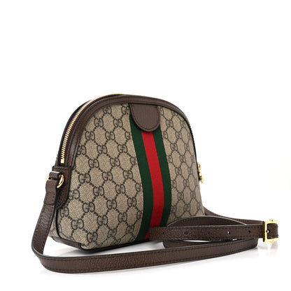 Gucci GG Supreme Monogram Textured Dollar Calfskin Web Small Ophidia Dome Shoulder Bag Beige Ebony New Acero 3 of 10