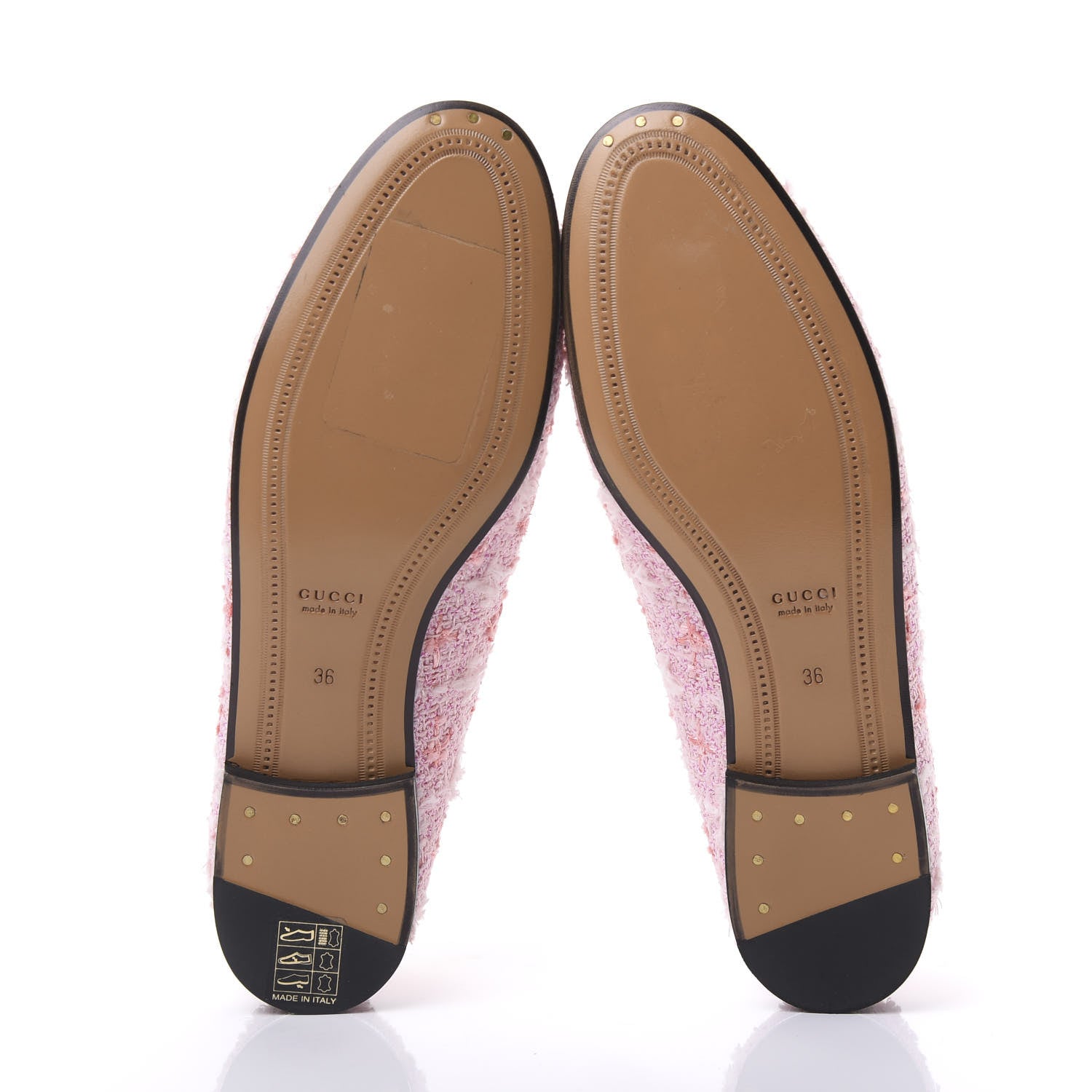 Gucci Wool Tweed Horsebit Womens Jordaan Loafers 36 Pink White Perfect Pink 5 of 9