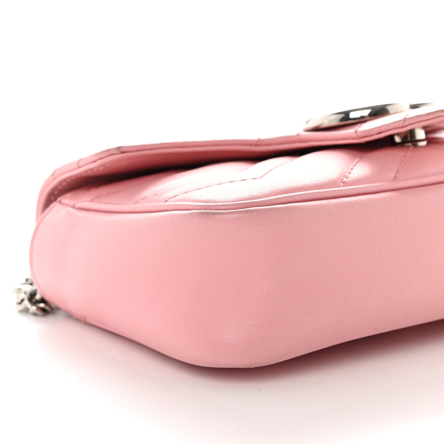 Calfskin Matelasse Super Mini GG Marmont Shoulder Bag Wild Rose
