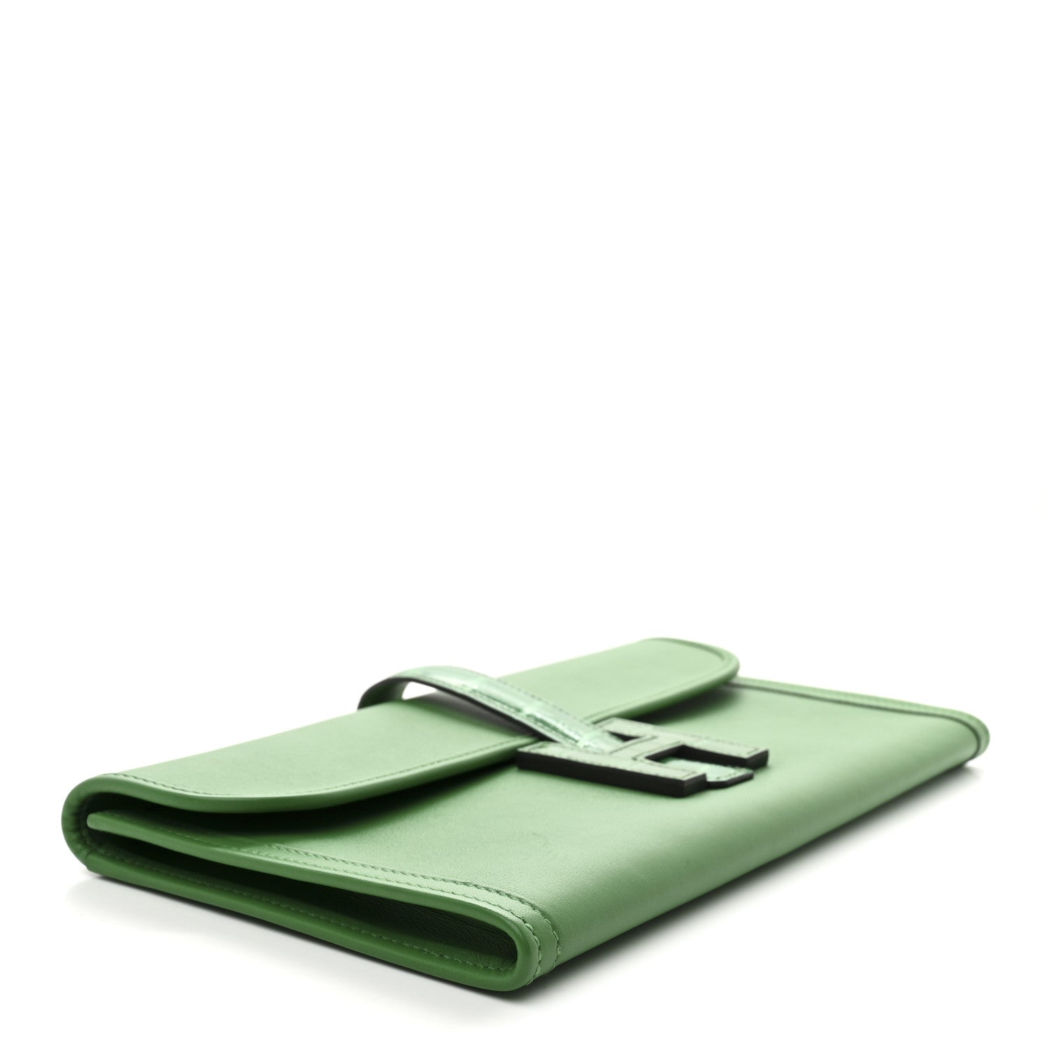 Hermes Swift Shiny Alligator Jige Elan Touch 29 Clutch Bambou