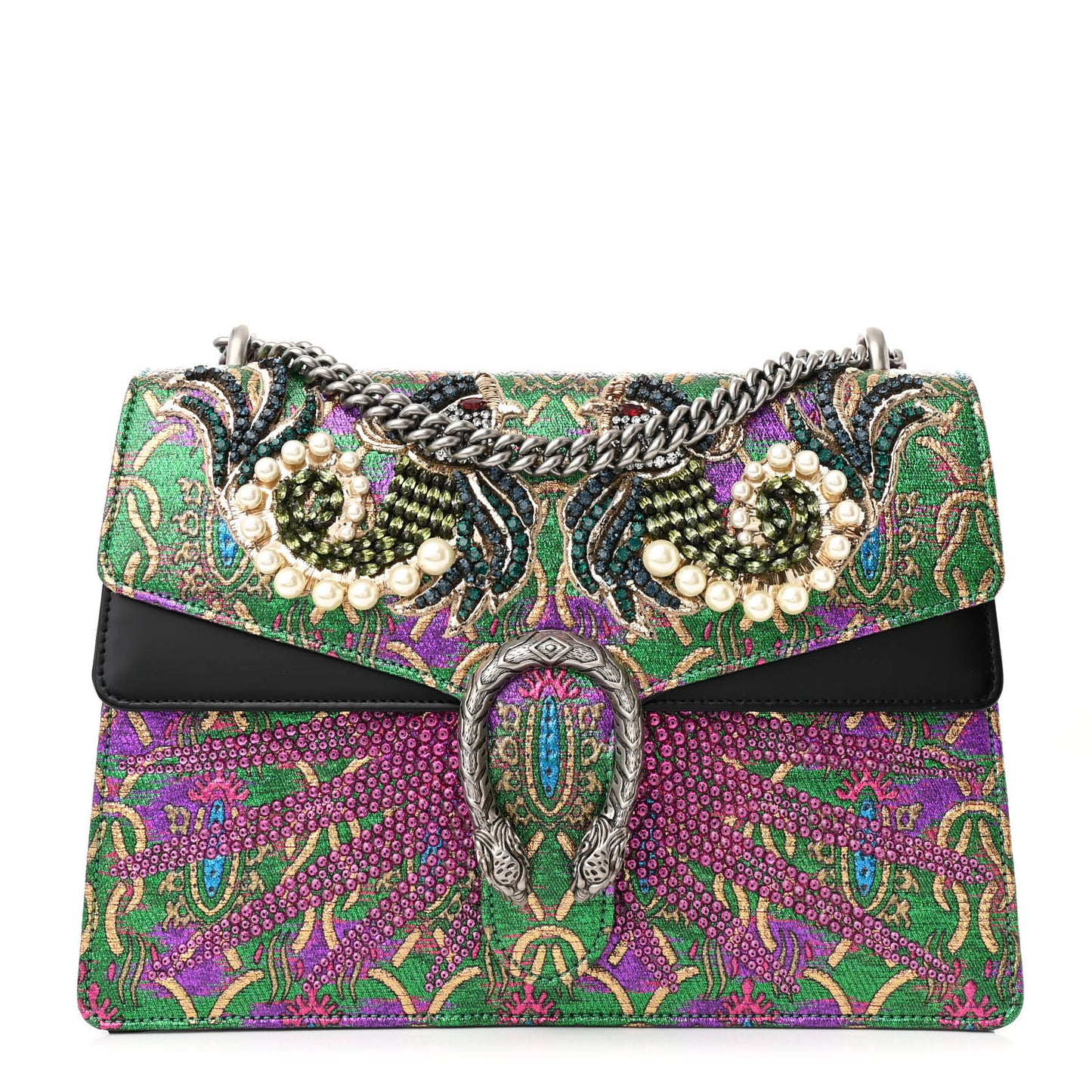 Brocade Crystal Embellished Medium Dionysus Shoulder Bag Multi