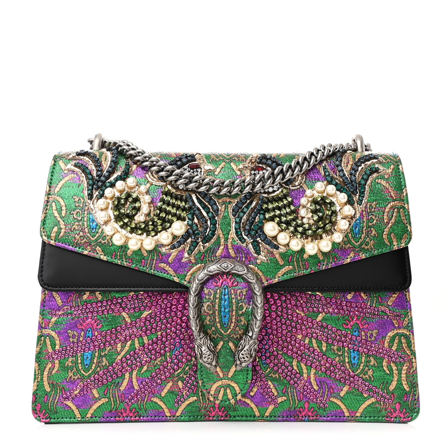 Gucci Brocade Crystal Embellished Medium Dionysus Shoulder Bag Multi 1 of 12