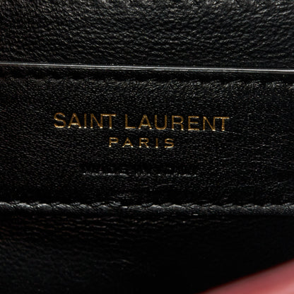 Saint Laurent Grain De Poudre Textured Mixed Matelasse Triquilt Small Monogram Satchel Red 7 of 12
