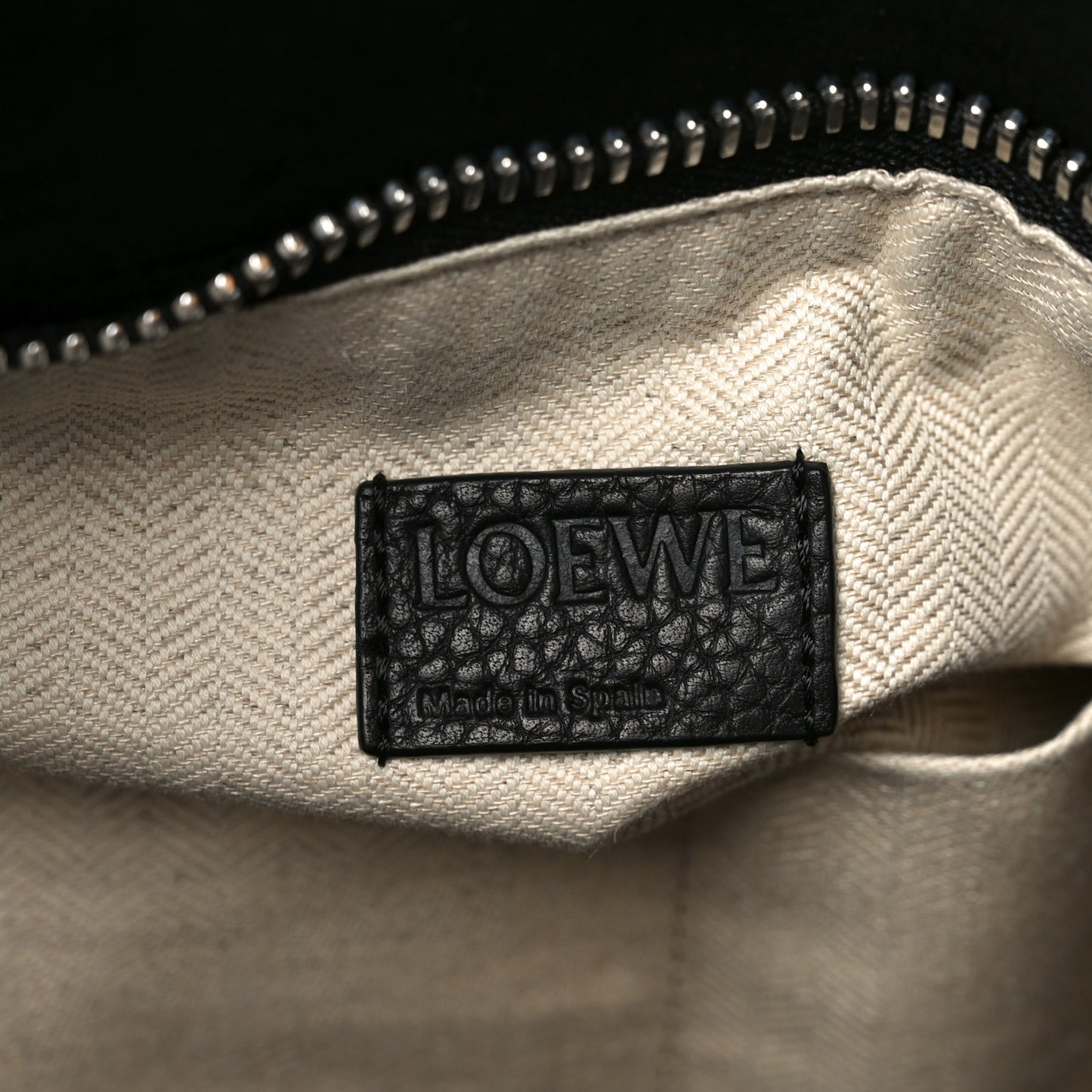 Grained Calfskin Large Puzzle Bag Black