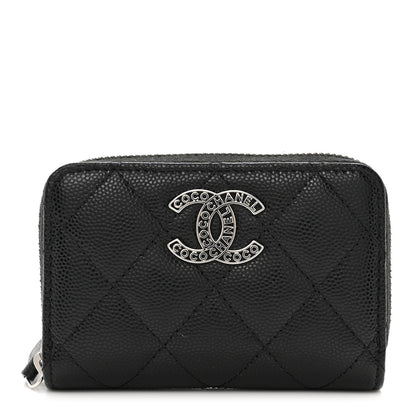 Chanel Caviar Quilted Coco Chanel Logo CC Zip Coin Purse Black 1 of 8