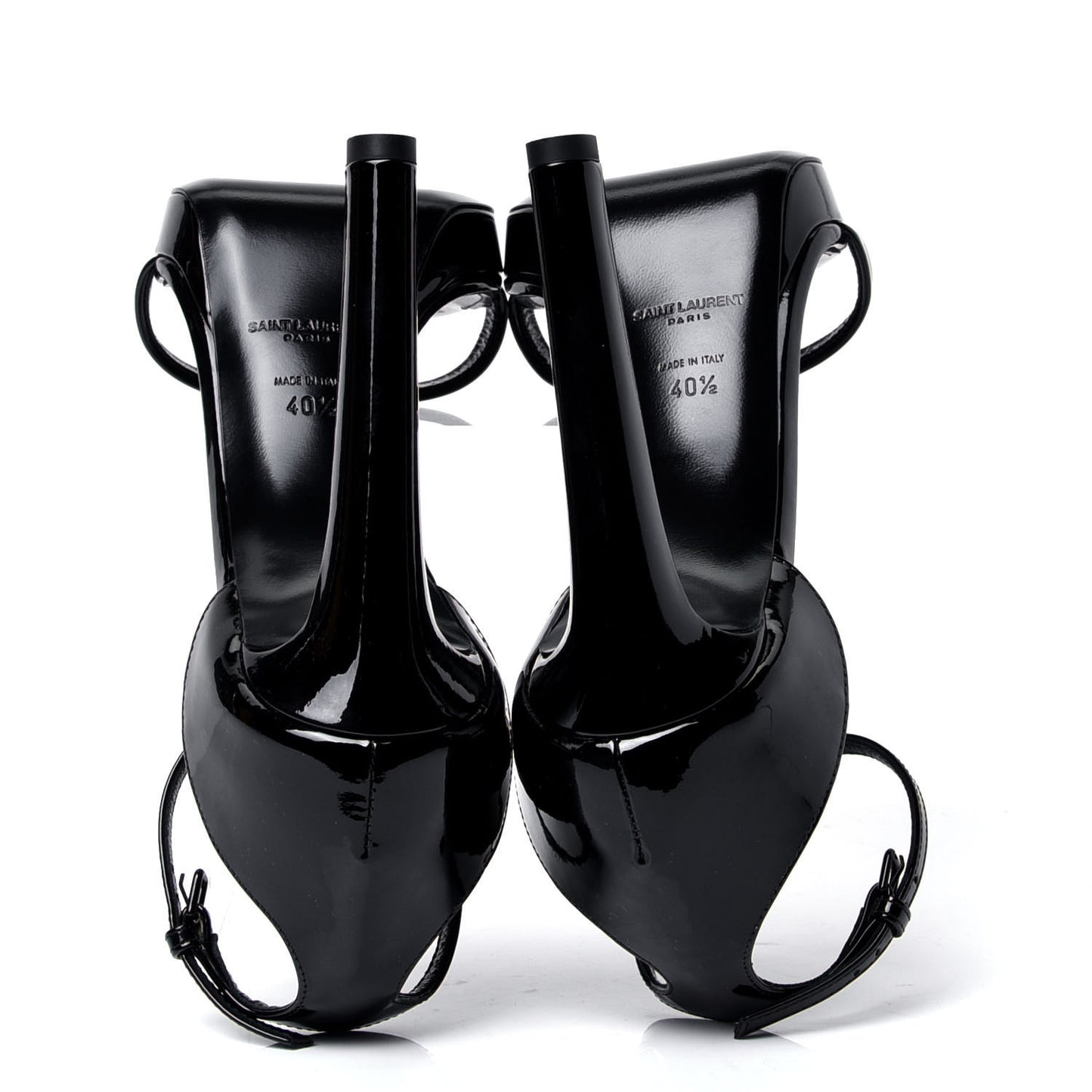 Patent Calfskin Hall 105 Ankle Strap Platform Sandals 40.5 Black