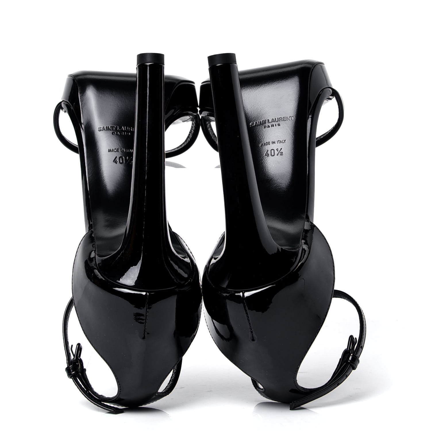 Saint Laurent Patent Calfskin Hall 105 Ankle Strap Platform Sandals 40.5 Black 5 of 6