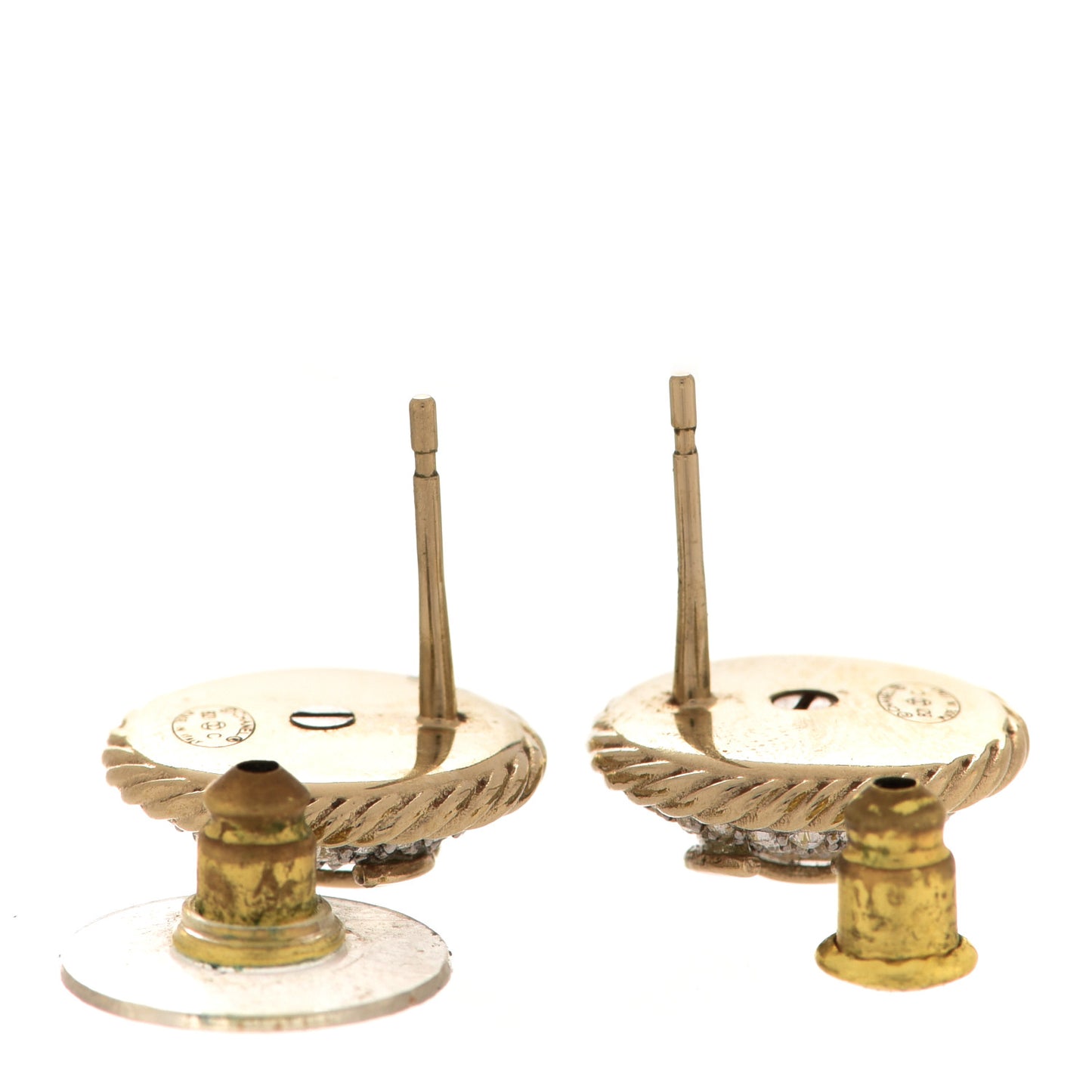 CC Crystal Button Earrings Gold