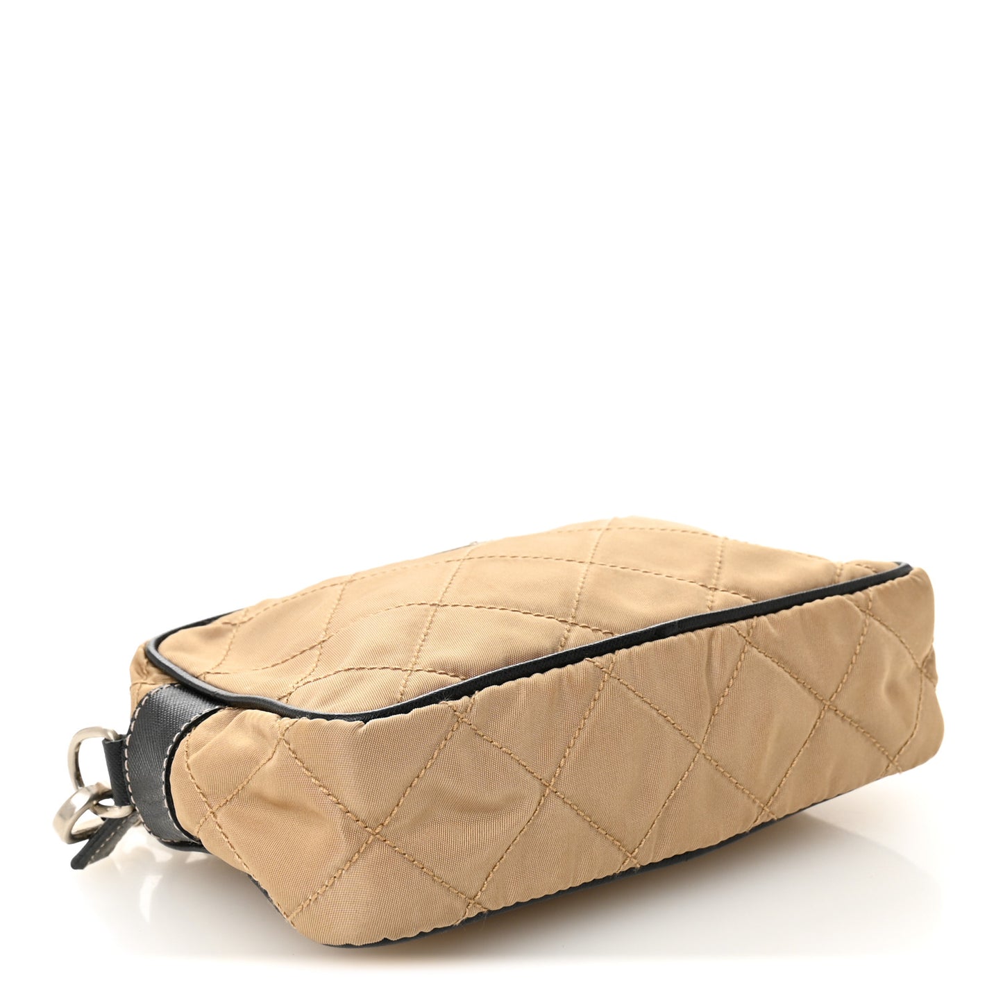 Tessuto Nylon Saffiano Impunturato Quilted Pochette Cammello Black