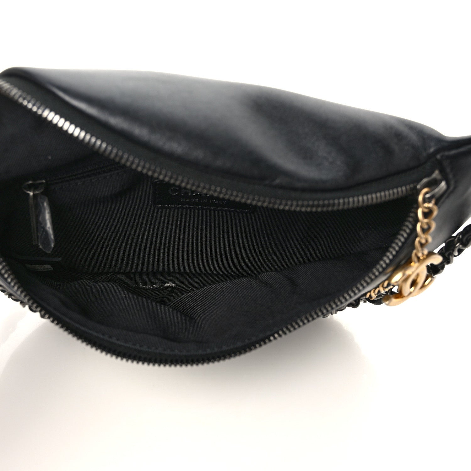 Chanel Calfskin Chain 20s Signe Waist Bag Black 5 of 9