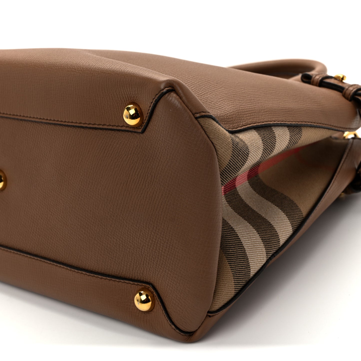 Grainy Calfskin House Check Medium Banner Tote Dark Sand