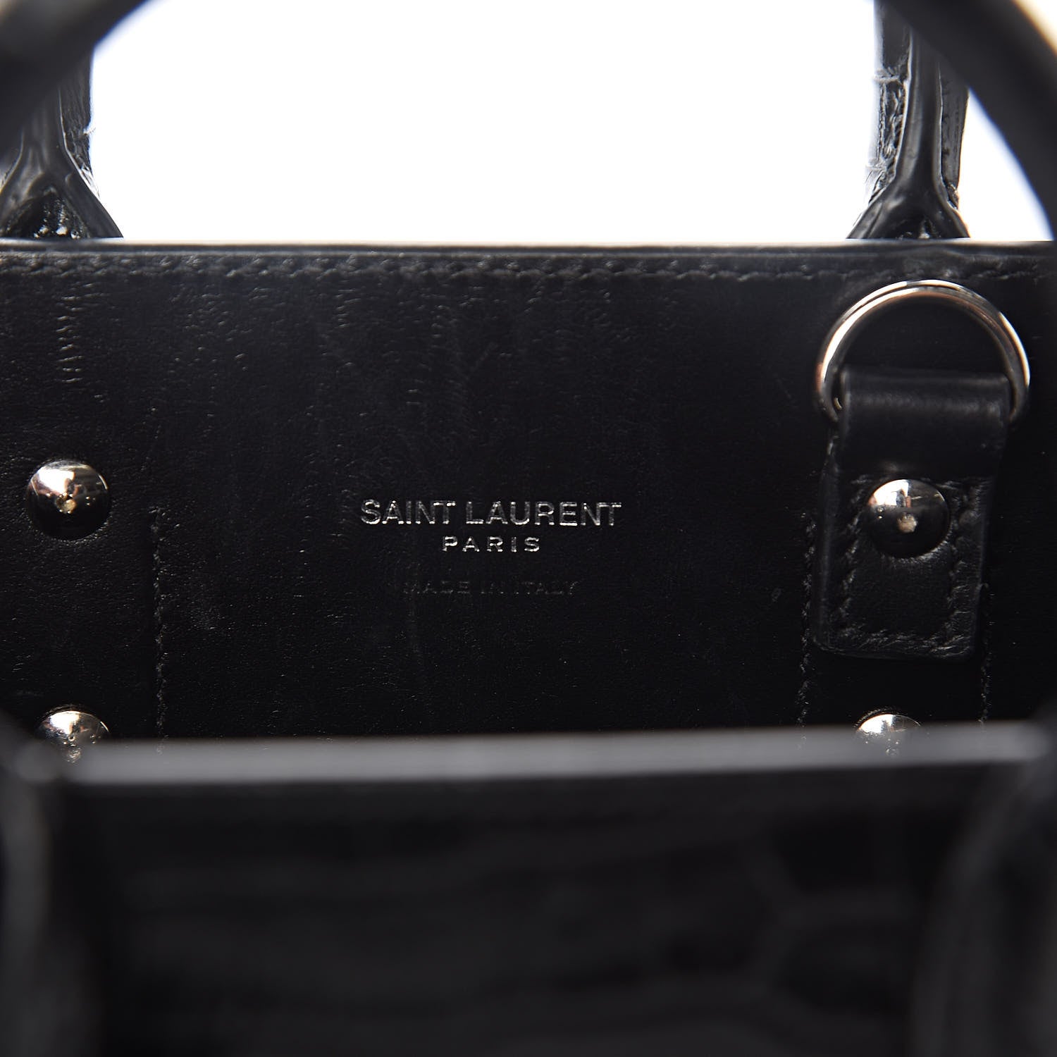 Saint Laurent Calfskin Crocodile Embossed Nano Sac De Jour Black 6 of 10