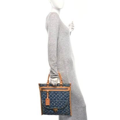 Louis Vuitton Monogram Denim Sac Plat Blue 2 of 11