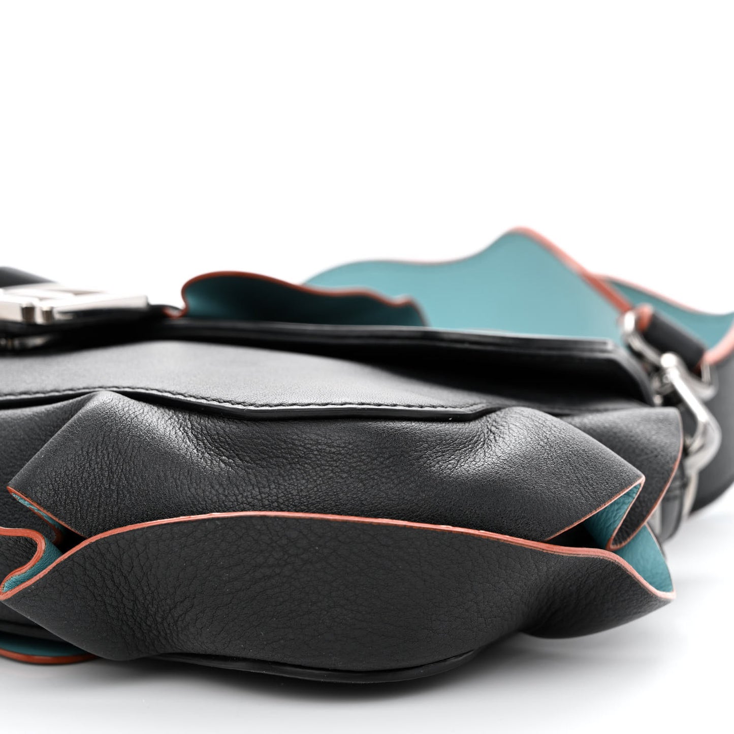 Calfskin Waves Baguette Black Turchese