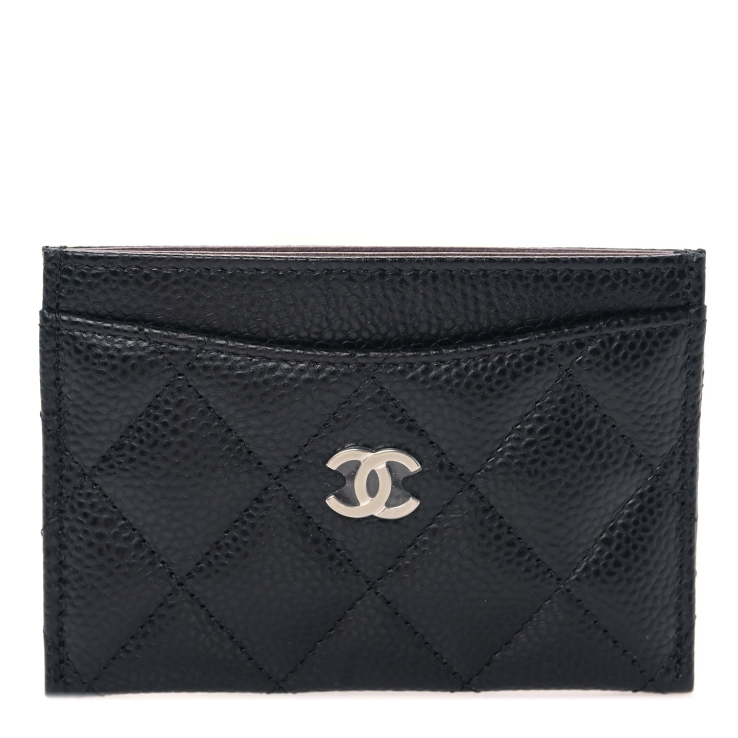 Caviar Quilted Card Holder Black
