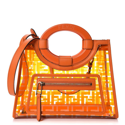 Fendi TPU FF Vitello Century Plexiglass Small Runaway Shopper Tote Aranciata 1 of 9