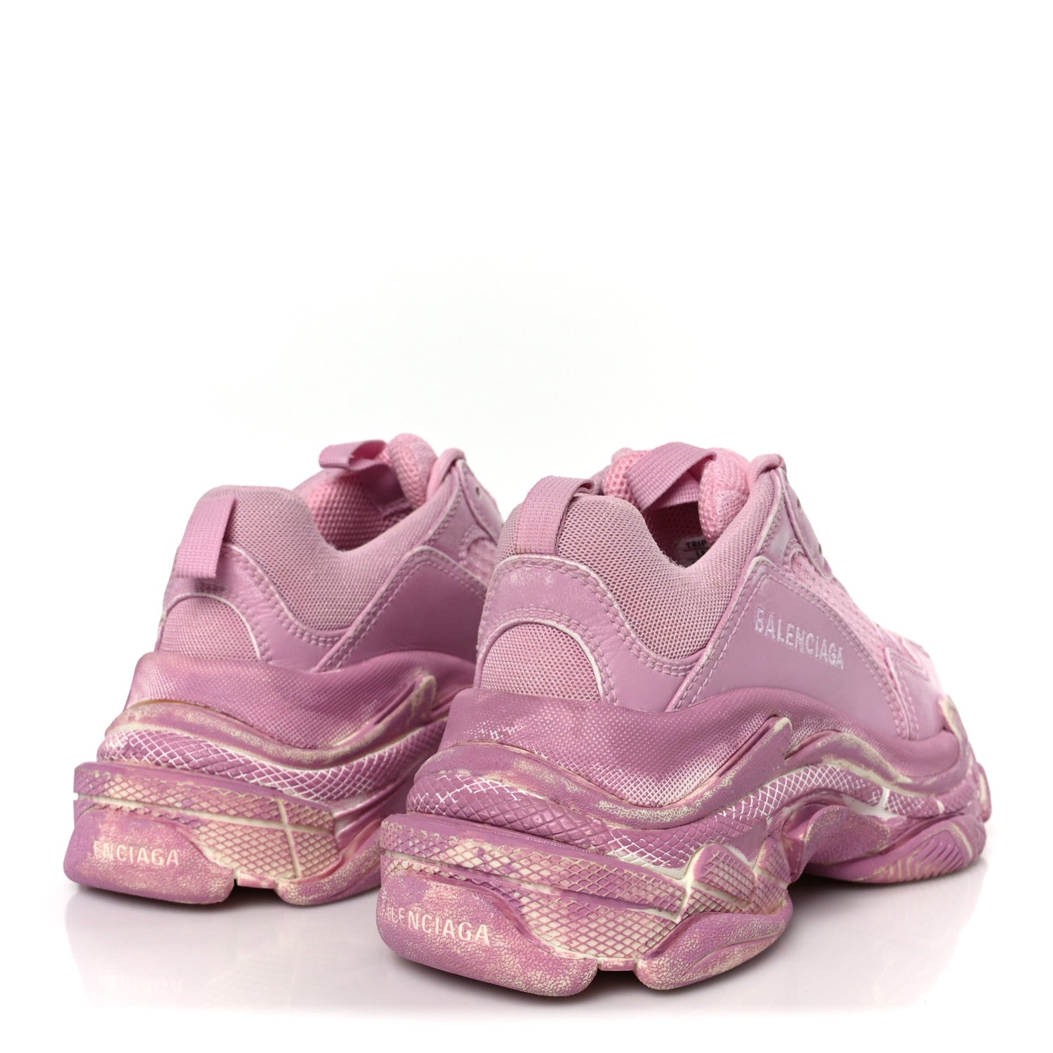 美品 バレンシアガ トリプルS スニーカー フェード ピンク ダメージ加工 36 Balenciaga Fabric Mesh Distressed Womens Triple S Sneakers 36 Pink