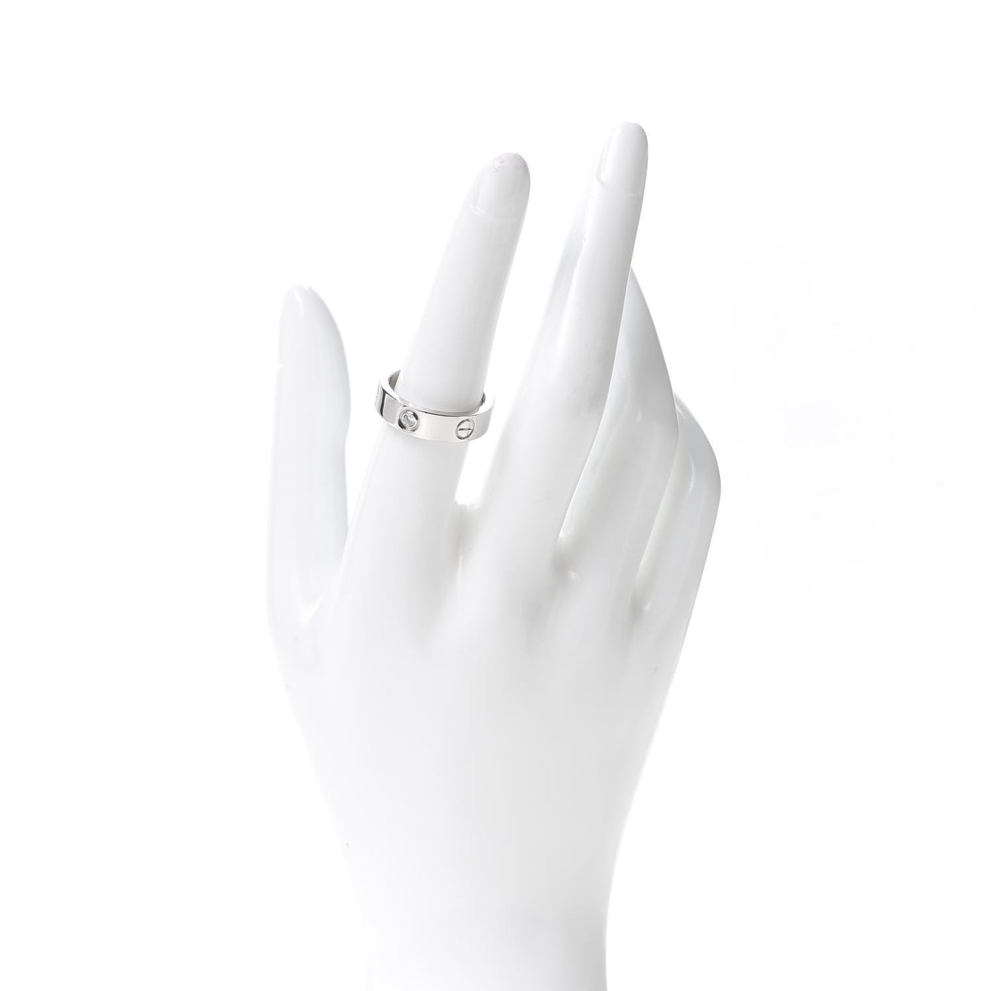 18K White Gold 3 Diamond 5.5mm LOVE Ring 54 6.75