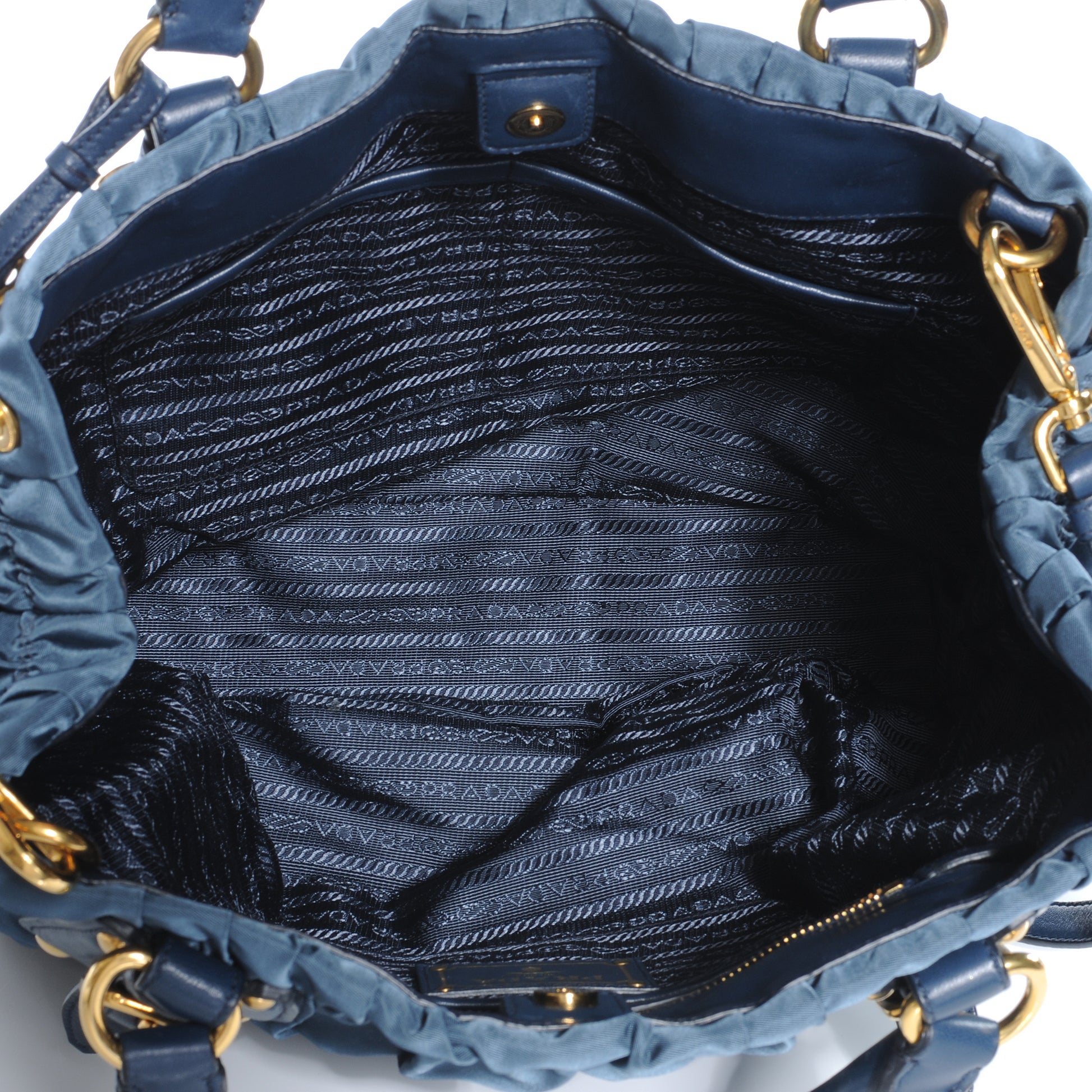 Prada Tessuto Nylon Gaufre Tote Denim 10 of 10
